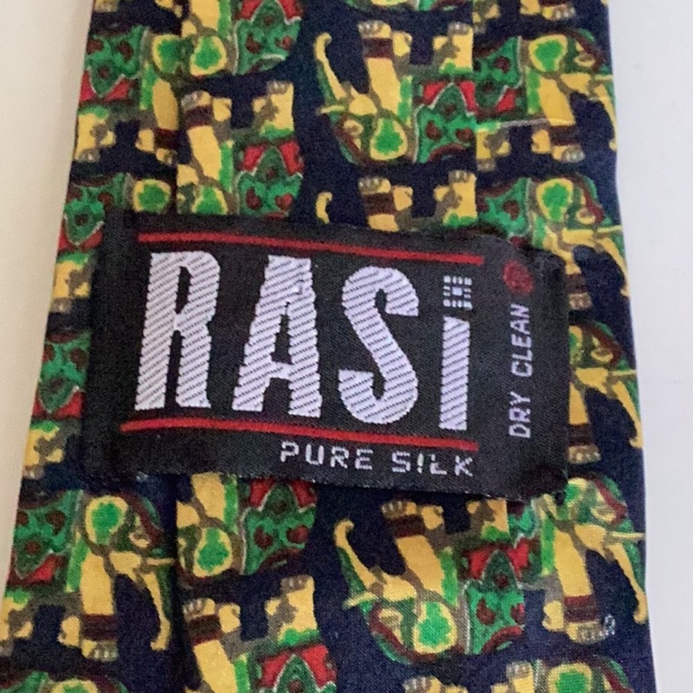 RASi Pure Silk Elephant Patterned Tie - Picture 3 of 7